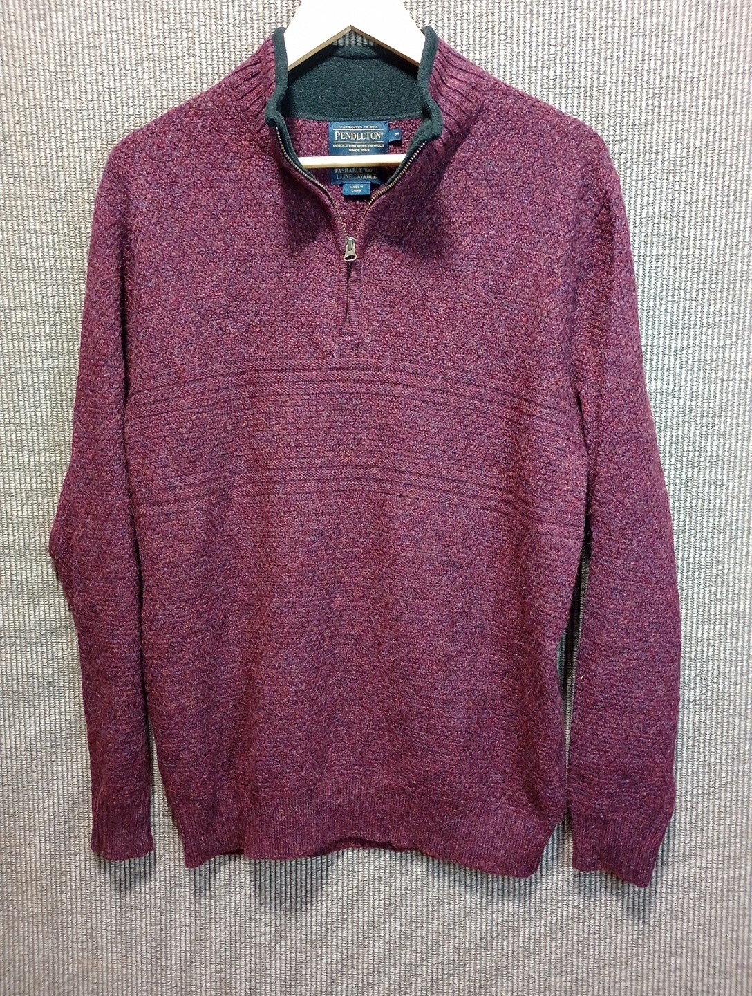 Pendleton Men's Washable Wool Size Medium Quarter… - image 8