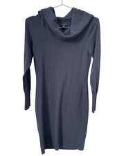 Ann Taylor Cowl Neck Mini Sweater Dress Women XS Long Sleeve Blue Cozy Knit Warm