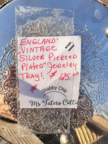 VINTAGE VERSILBERTES RUNDES ENGLAND TABLETT (spektakulär) - Bild 5 von 18