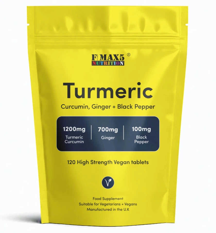 FORMULA MAX5 NUTRITION Turmeric Curcumin, Ginger + Black Pepper (4000mg per serving) - 120 Tablets