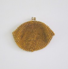 Vintage Beaded Crochet Coin Purse Kiss Snap Clasp Change Purse Gold Color