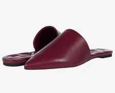 MICHAEL KORS Renee Flex Slide Pointed Toe Flat Mules Dark Berry Leather Size 10