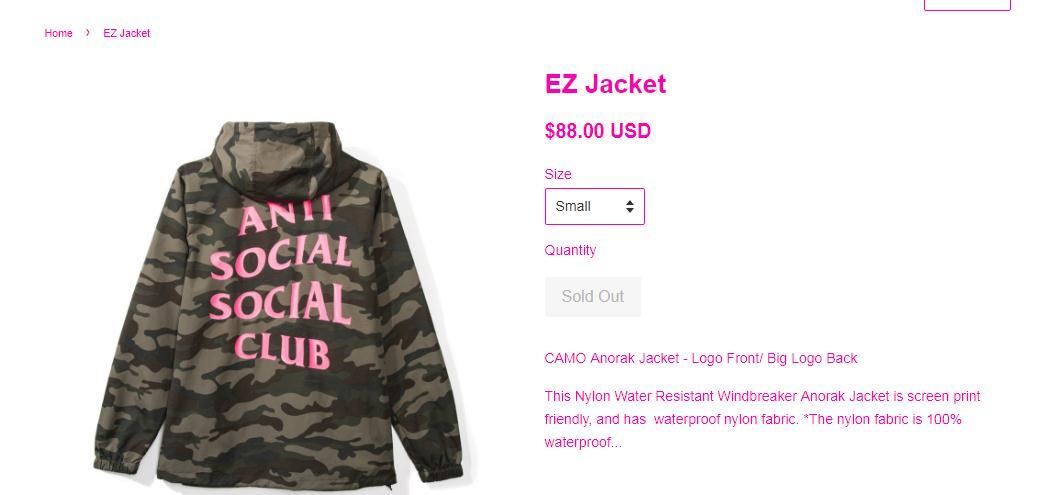 Anti Social Social Club EZ Jacket, CAMO Anorak Jacket | eBay