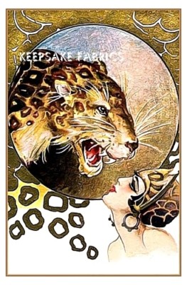 Wild Cat & Deco Lady Crazy Quilt Block Multi Sizes 