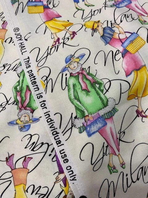 VTG 90s FASHION Print Fabric NEW YORK MILAN PARIS Cotton BTHY JOY HALL RARE Find - Image 3 of 3