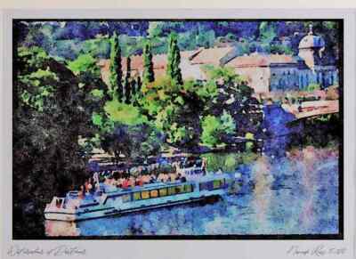 Prag Praha 248075 Bootsausflug auf der Moldau A3 Aquarelldruck