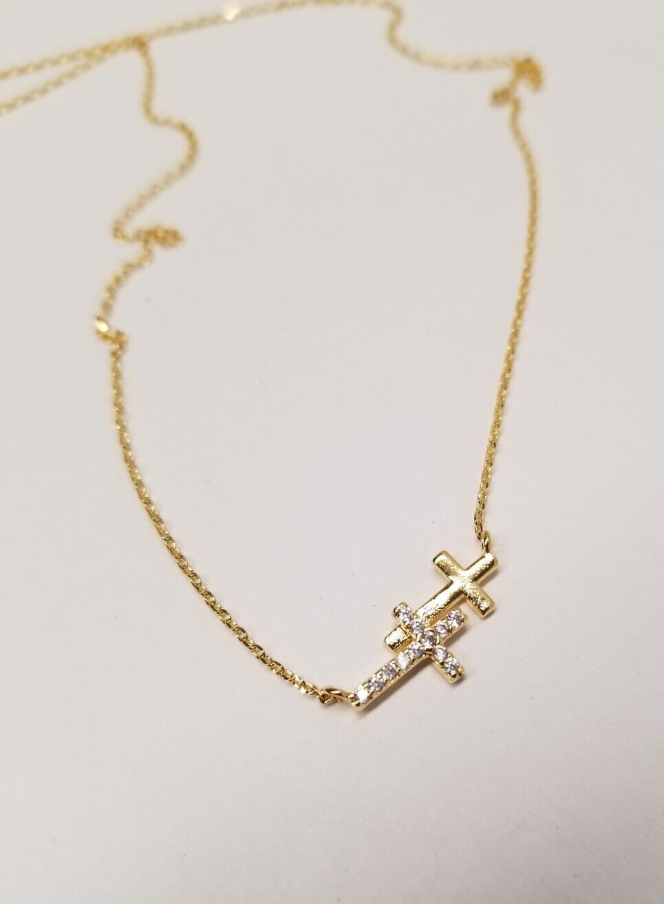 Isla Flora Solid & Studded Double Cross 18k Gold … - image 1