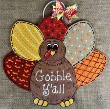 Gobble Y'all TURKEY SIGN Wall Art Door Hanger Plaque Autumn Fall Thanksgiving