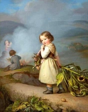 High Quality Oil Painting Cute girl with sunflower landscape Handmade on canvas