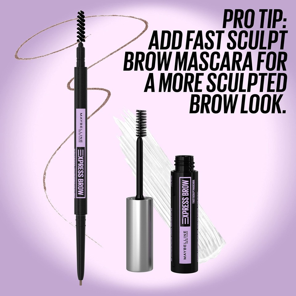 Maybelline Brow Ultra Slim Augenbrauenstift – 1,55 Mm Dünne Spitze, Mit Spoolie, Präzise Definierte Brauen, Farbe Schwarz