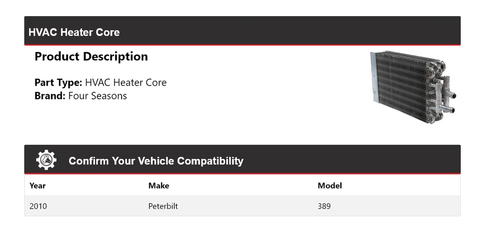 Calentador de aire acondicionado Peterbilt 389 2010 núcleo 4 estaciones Foto 2 de 3