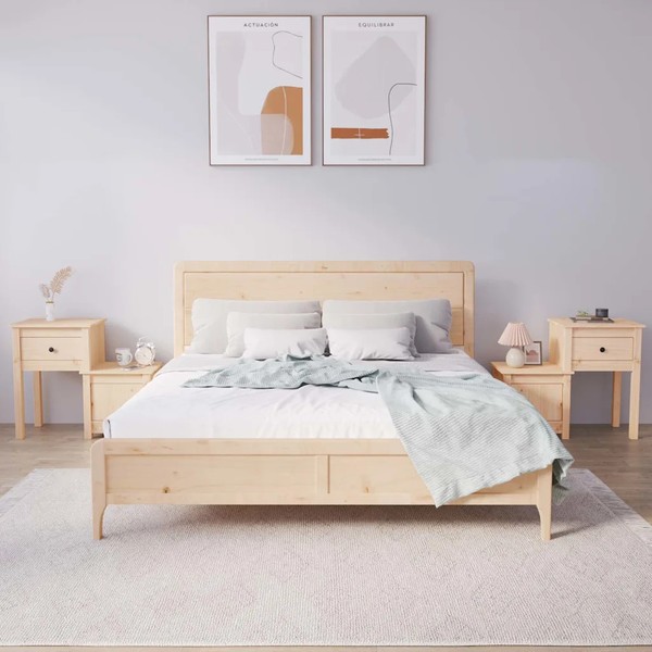Nachttische 2Er Set Massivholz Kiefer 79,5X38X65,5 Cm-image