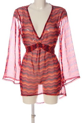 PALMERS Transparenz-Bluse Damen Bluse Gr. DE 40 rot-schwarz-hellorange