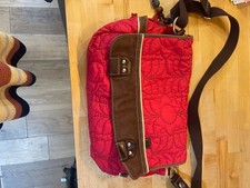 vintage red cloth fossil satchel purse
