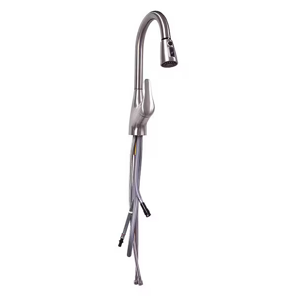 Ez-Flo Eastman Gooseneck Pull Out Kitchen Faucet, Manual, 8"