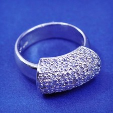 Size 7, vintage sterling silver ring with cluster Cz, statement band