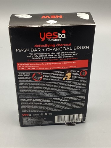2pc Yes To Tomatoes Detoxifying Charcoal Mask Bar & Brush Gift Set - Picture 3 of 4