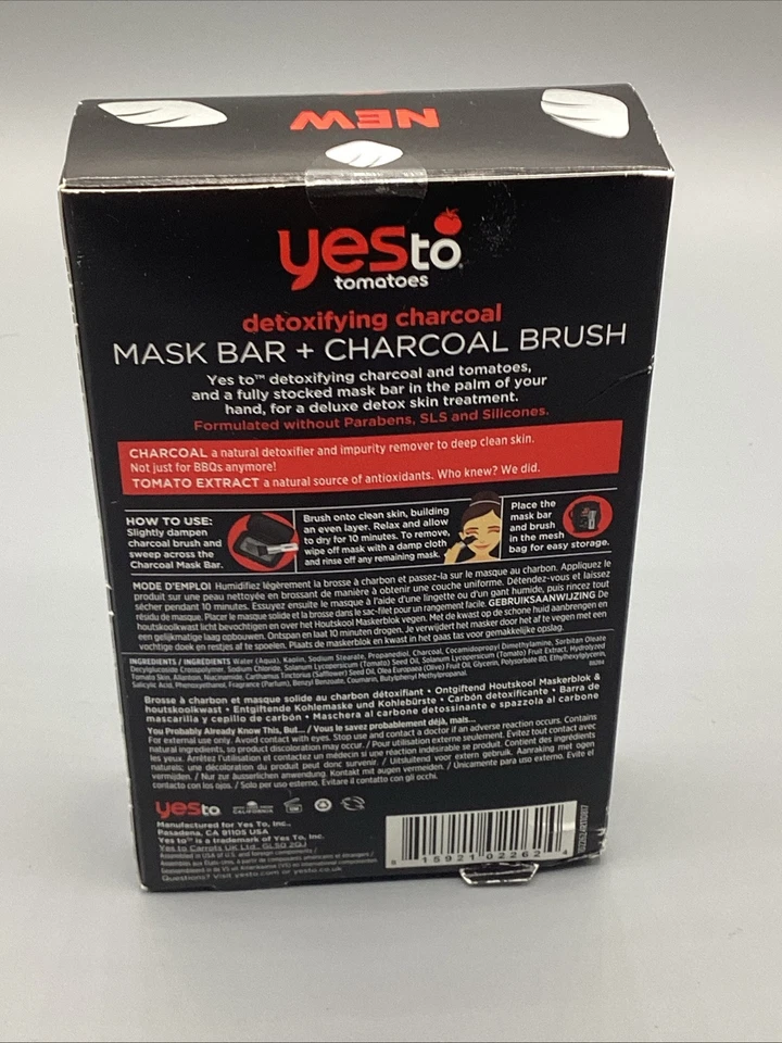 2pc Yes To Tomatoes Detoxifying Charcoal Mask Bar & Brush Gift Set - Image 3 of 4