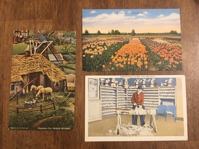 3 PCs Holland, Mich-Wooden Shoe Factory, Miniature City & Tulip Fields (WP18) 