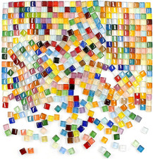 500Pcs Glass Mosaic Tiles, 10Mm Colorful Square Mosaic Glass Pieces