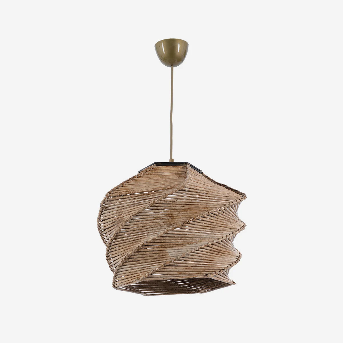 Suspension en bois Ruche luminaire design en rotin tressé main