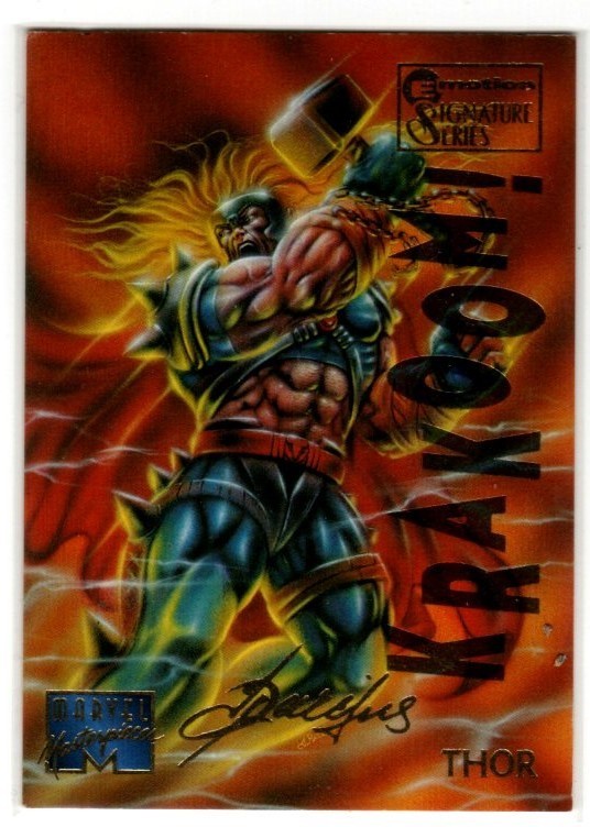 1995 Fleer Marvel Masterpieces Emotion Gold Signature Thor Card #104