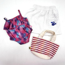 Build A Bear Bathing Swim Suit Purple Pink Glitter Tie Dye Cover Up Beach Bag