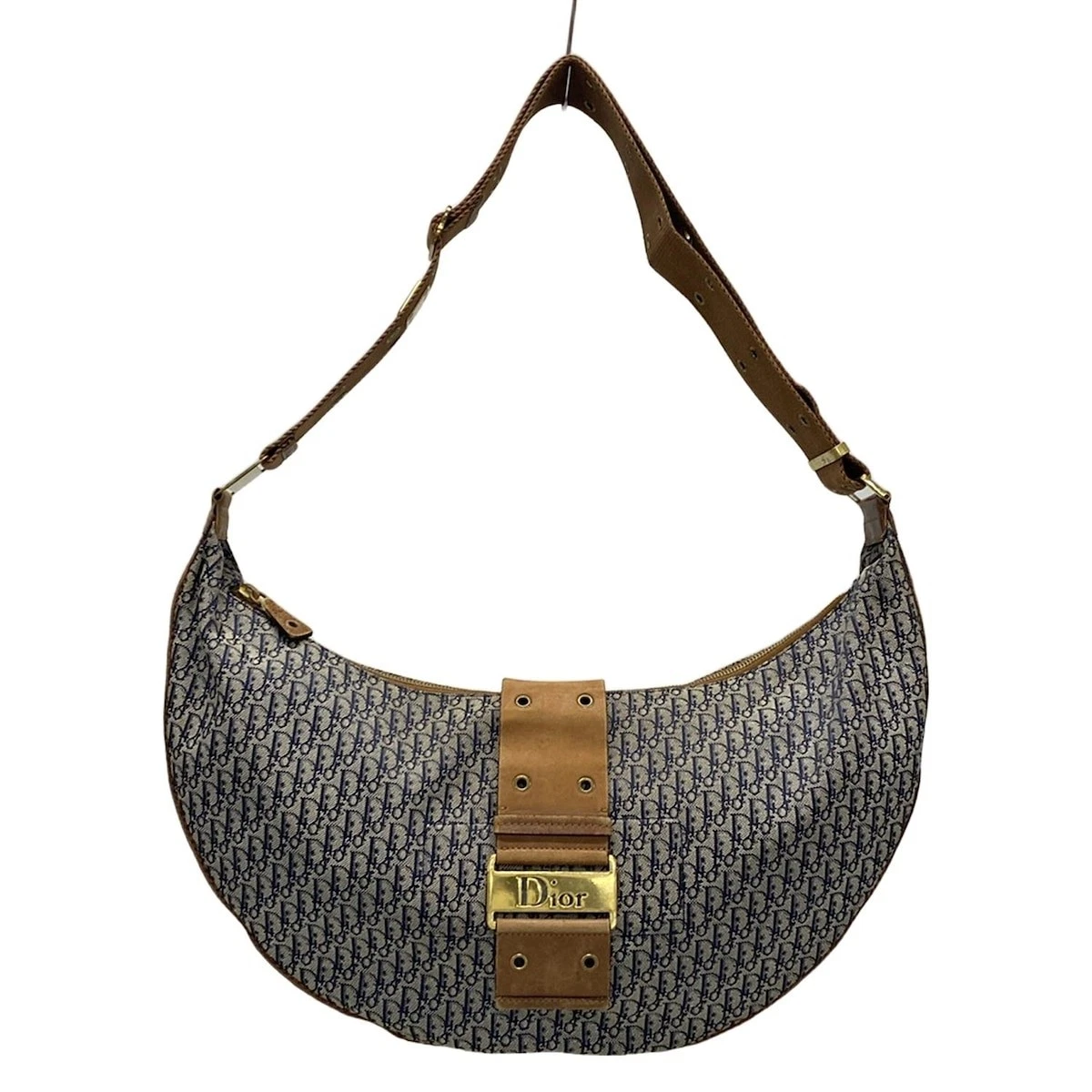 Auth DIOR/ChristianDior Street Chic, Trotter   Cuir jacquard marron crème marine