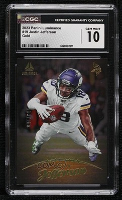 2023 Panini Luminance Gold 113/250 Justin Jefferson #19 CGC 10 Gem Mint 5f2