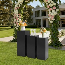 3 Pcs Display Pedestal Stand, Metal Display Pillars For Birthday Party Wedding