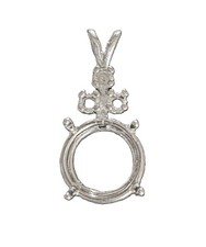 Solid Sterling Silver Round 12mm Setting Pendant with 2.5mm Accents, Pre-Notched