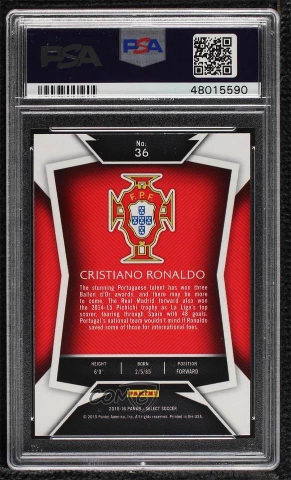 2015-16 Panini Select Cristiano Ronaldo #36 PSA 10 GEM MT - Image 2 of 3