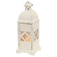 Weihnachtsdeko Tischlaterne Weiß Gold Teelichthalter Landhaus Weihnachten Shabby