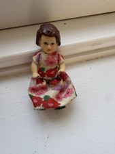 Vintage 1960s ARI tiny rubber German doll floral dress rare