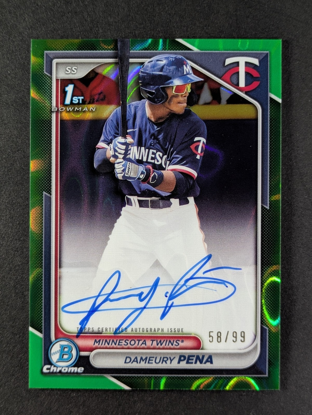 2024 Bowman Chrome DAMEURY PENA 58/99 1st Bowman Auto Green Lava Ref. #CPA-DPE