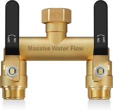 Hose Splitter 2 Way Heavy Duty, Full Flow Garden Hose Splitter with 2 Long Me...