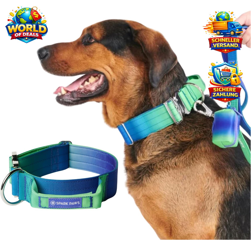 Taktisches Hundehalsband Premium für große Hunde - Lime Wave, M 5cm