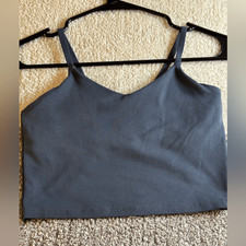 Athleta Girl Tank Top size Medium Cropped built in Bra Adjustable Strap Gray