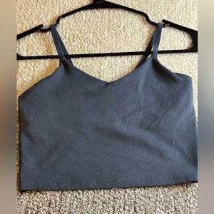 Athleta Girl Tank Top size Medium Cropped built in Bra Adjustable Strap Gray