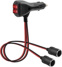 12V Cigarette Lighter Splitter, 2 Way Cigarette Lighter Socket with Dual Inde...