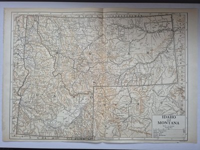 Antiker Druck Britannica 1926 Karte von Idaho und Montana