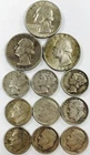 1964 MIXED DATE SILVER ASSORTED QUARTER & DIME LOT! 12 TOTAL COINS! NR #P1757