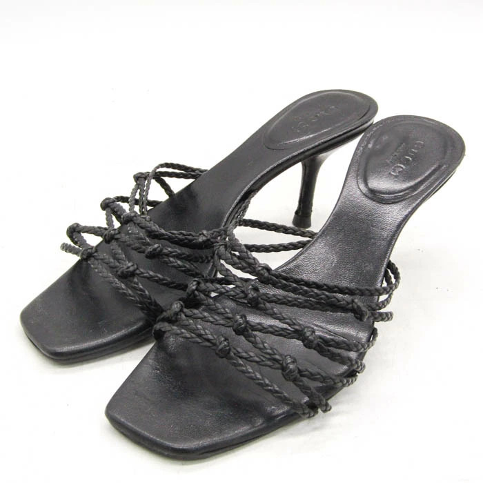 GUCCI Mule Sandals Brand Shoes Made in Italy Black Women's Size 35.5 Black