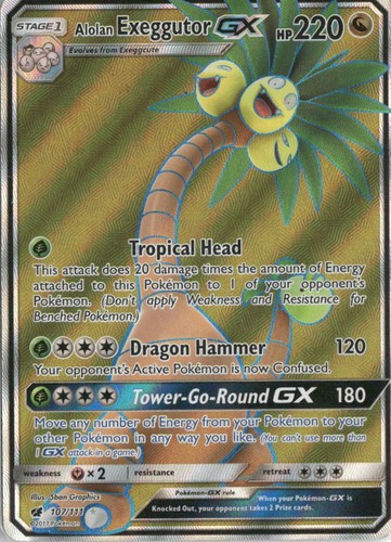 Pokemon Alolan Exeggutor GX Ultra Rare Holo SM Crimson Invasion 2017 107/111 LP