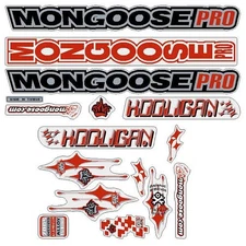 Mongoose - 2001 Hooligan - Silver Red - Decal set - old school bmx