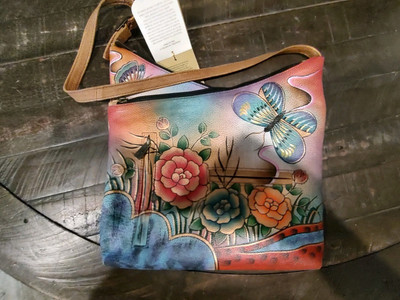 Anuschka Anna NWT Slim Crossbody Shoulder Bag-Butterfly Paradise