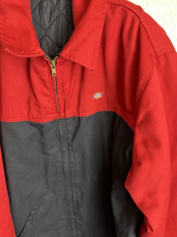 Vintage 90’s Dickies Men’s Black Red Two Tone Eisenhower Zip Up Jacket Size 3XL - Image 2 of 4