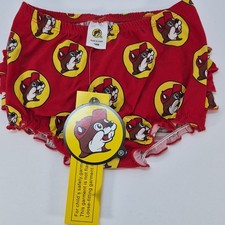Buc-ee's Red Ruffle Diaper Cover Bloomer w/ Black Bow Beaver Print