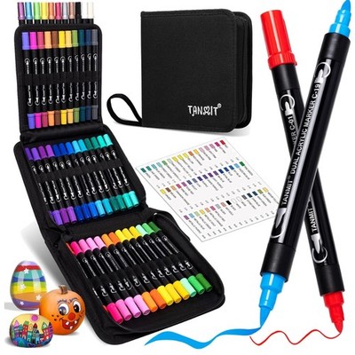 Vibrant 48-Color Acrylic Paint Markers with Brush & Fine Tips - All Surfaces
