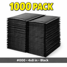 1000 Black 000 4x8 Poly Bubble Mailers Padded Envelopes Self Seal